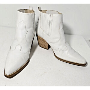 Sam Edelman Winona Western Ankle Boots Women's Size 8 White Leather